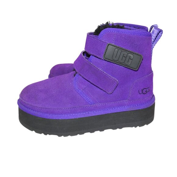 UGG Kids Neumel Platform Purple Suede Winter Boots Size 3 Shearling Lined - Picture 3 of 6